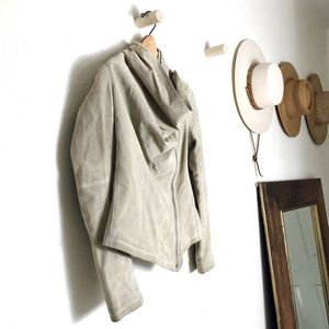 Rachel Roy Asymmetrical perforated suede jacket